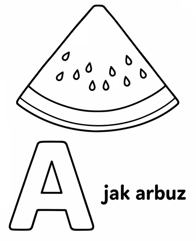 Kolorowanka: Literka A — arbuz