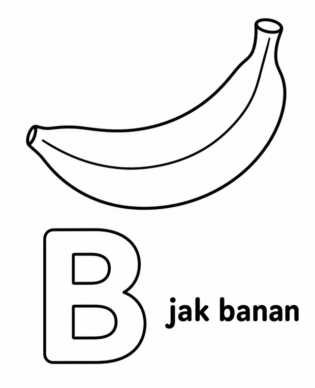 Kolorowanka: Literka B — banan
