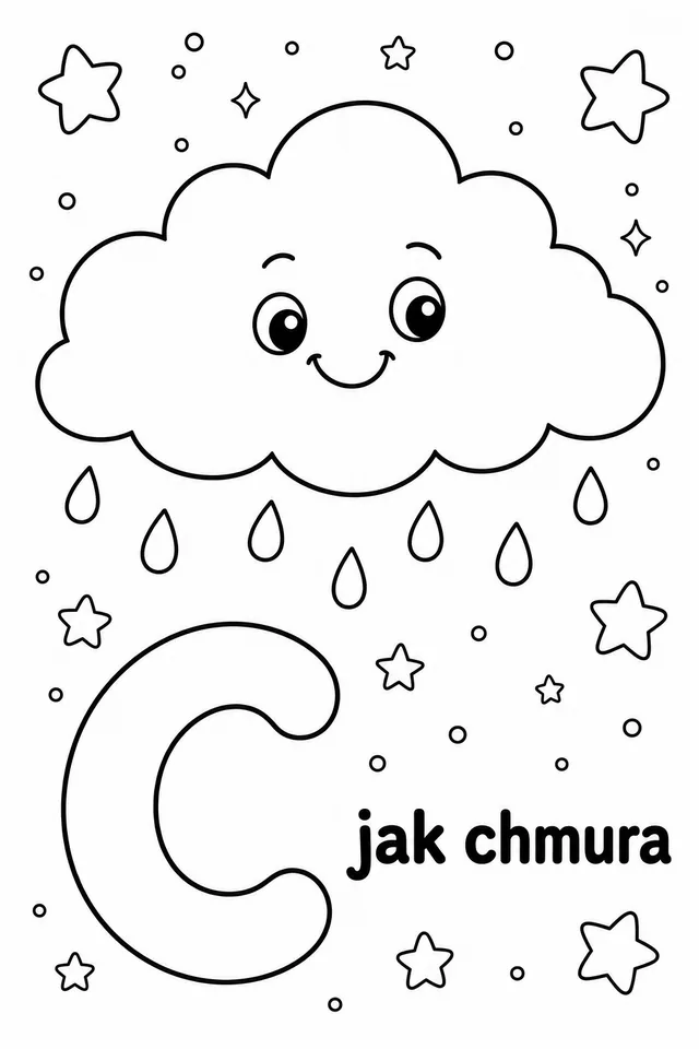 Kolorowanka: Literka C — chmura