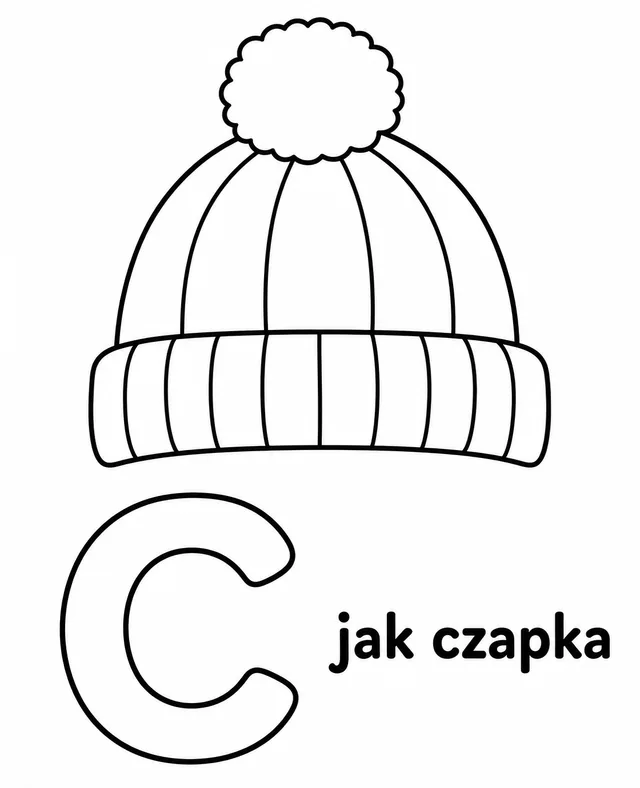 Kolorowanka: Literka C — czapka