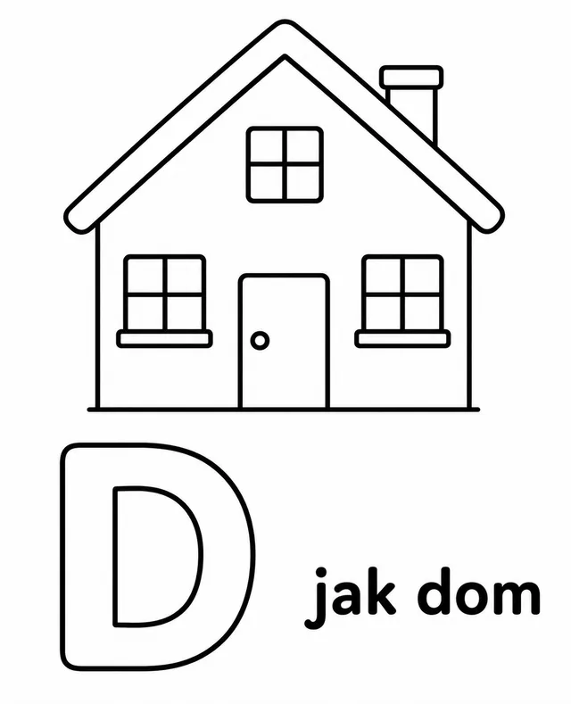 Kolorowanka: Literka D — dom