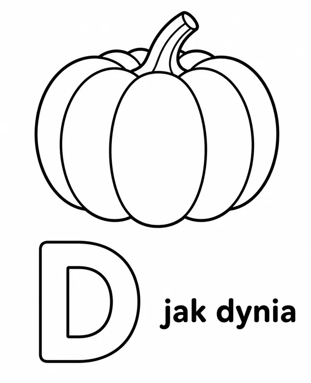 Kolorowanka: Literka D — dynia
