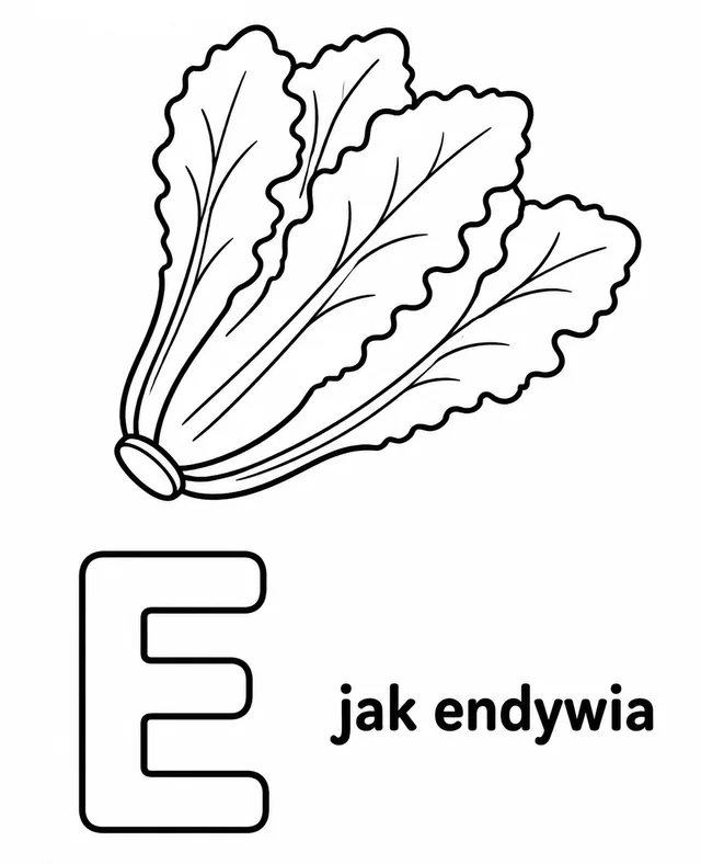 Kolorowanka: Literka E — endywia