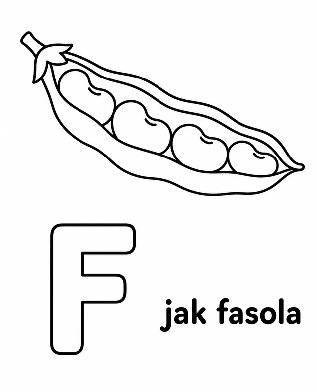 Kolorowanka: Literka F — fasola