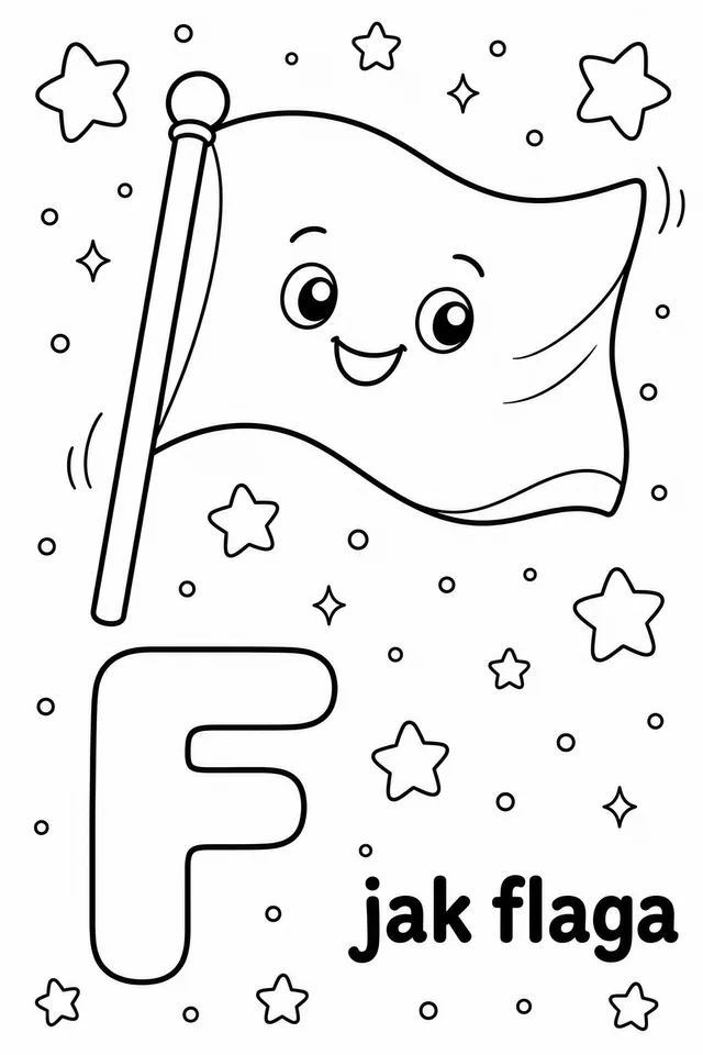 Kolorowanka: Literka F — flaga