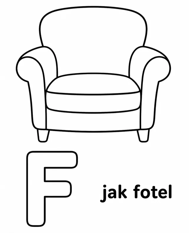 Kolorowanka: Literka F — fotel