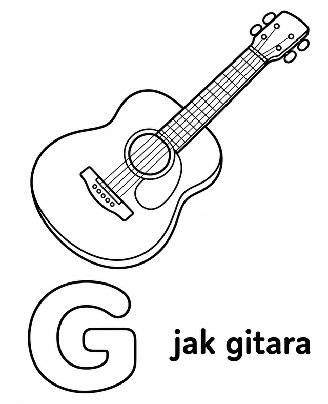 Kolorowanka: Literka G — gitara