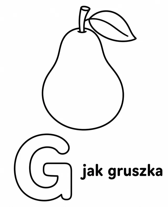 Kolorowanka: Literka G — gruszka