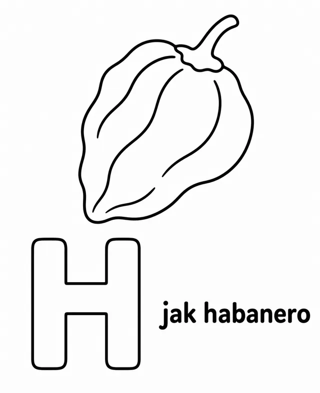 Kolorowanka: Literka H — habanero