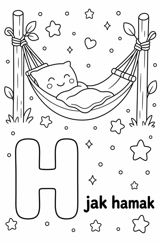 Kolorowanka: Literka H — hamak