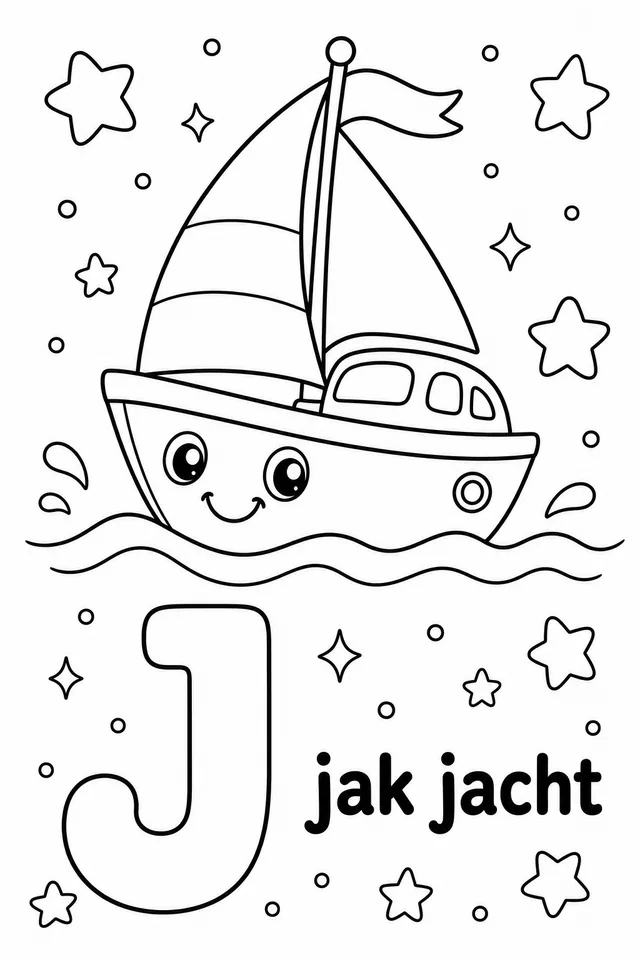 Kolorowanka: Literka J — jacht