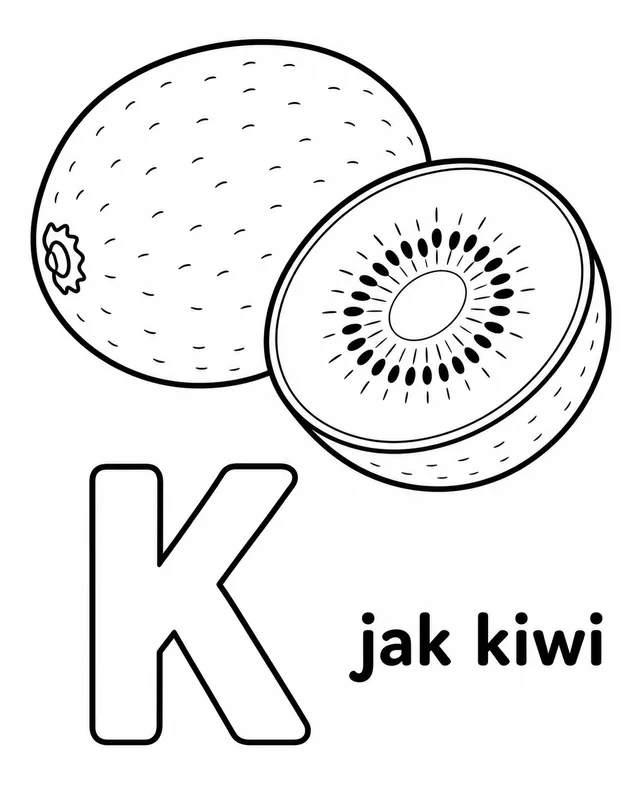Kolorowanka: Literka K — kiwi