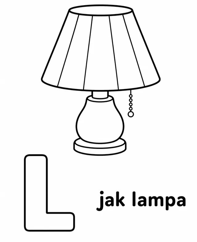 Kolorowanka: Literka L — lampa