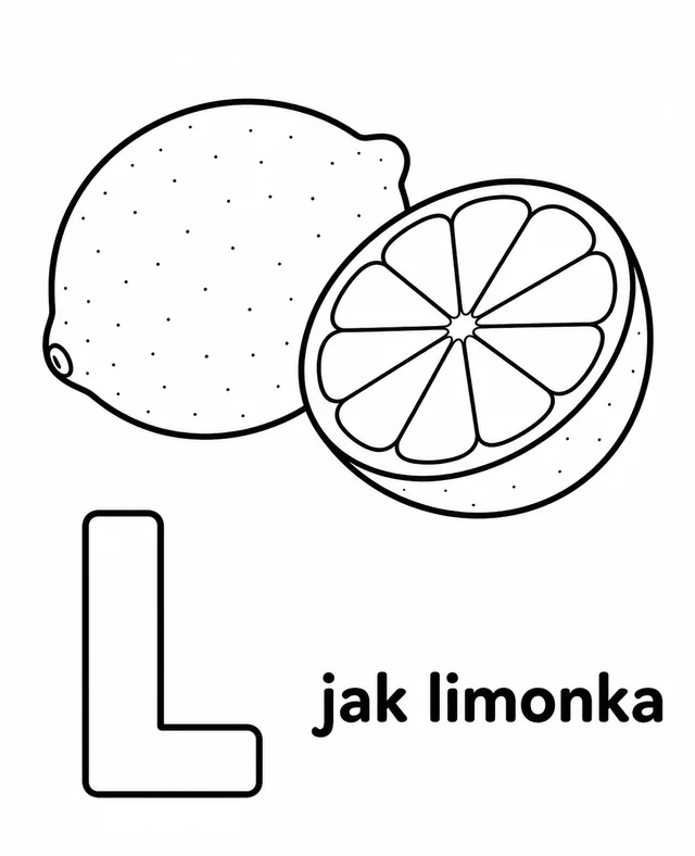 Kolorowanka: Literka L — limonka