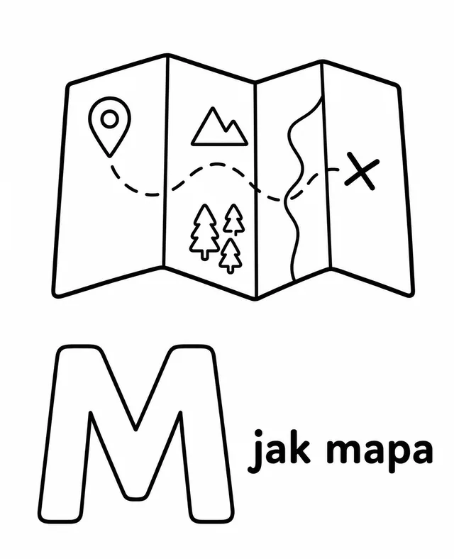 Kolorowanka: Literka M — mapa