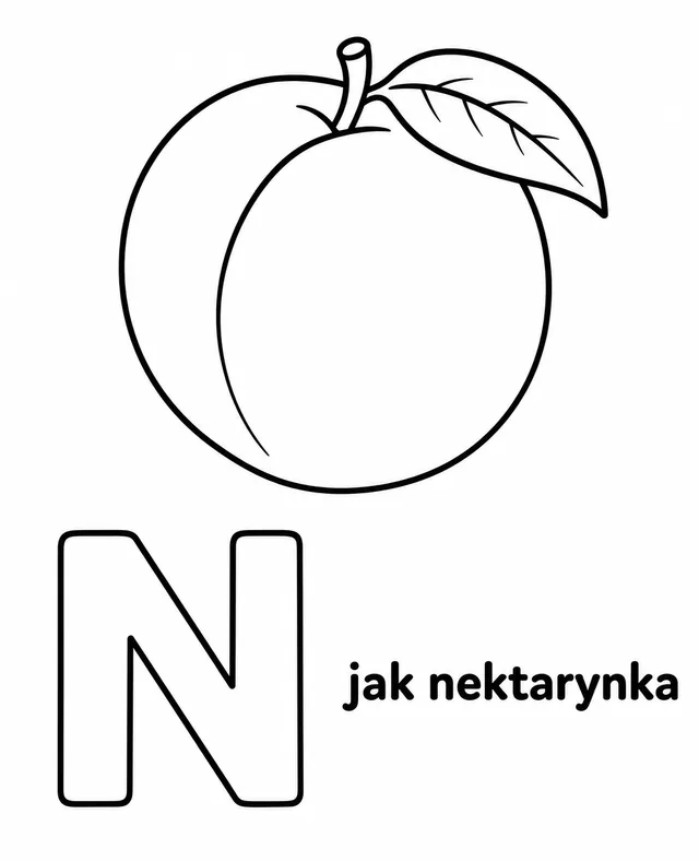 Kolorowanka: Literka N — nektarynka