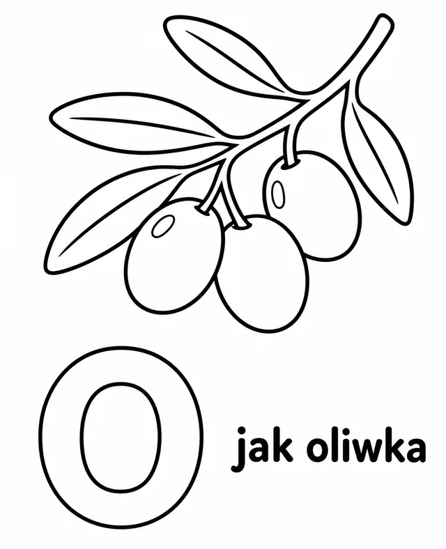 Kolorowanka: Literka O — oliwka