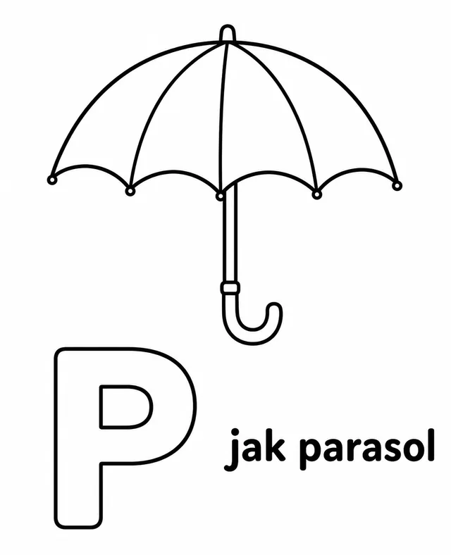Kolorowanka: Literka P — parasol