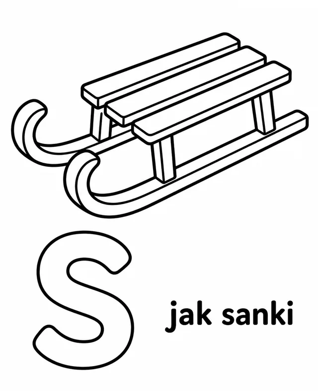 Kolorowanka: Literka S — sanki