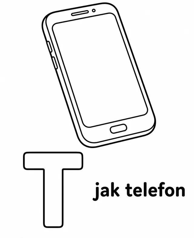Kolorowanka: Literka T — telefon