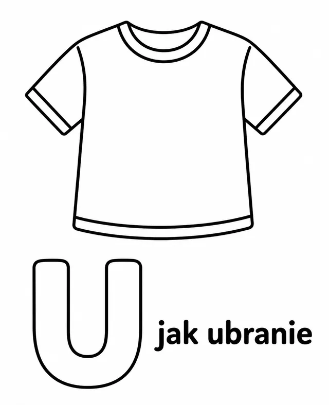 Kolorowanka: Literka U — ubranie