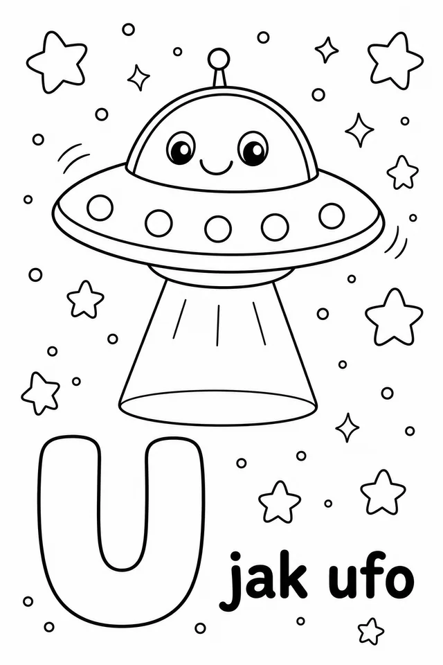 Kolorowanka: Literka U — ufo