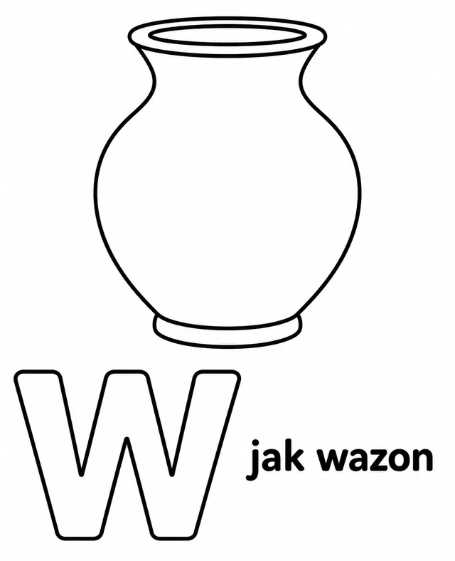 Kolorowanka: Literka W — wazon