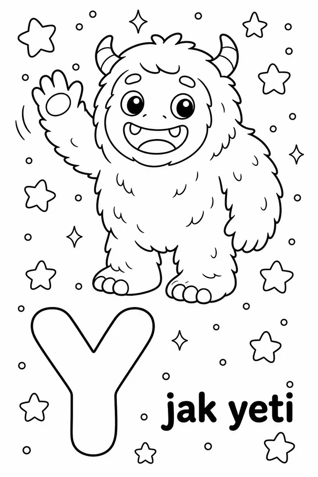 Kolorowanka: Literka Y — yeti