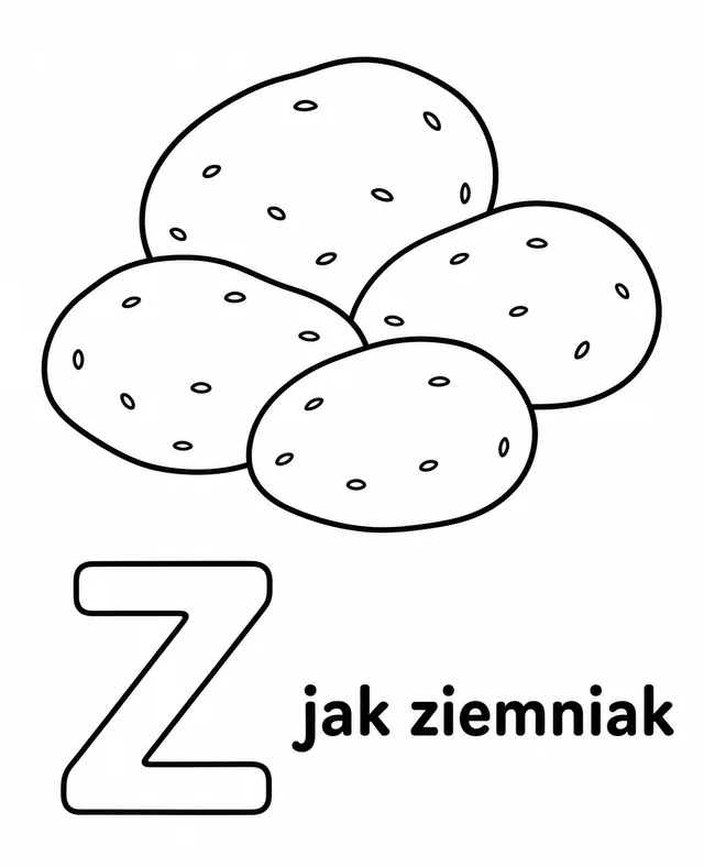 Kolorowanka: Literka Z — ziemniak
