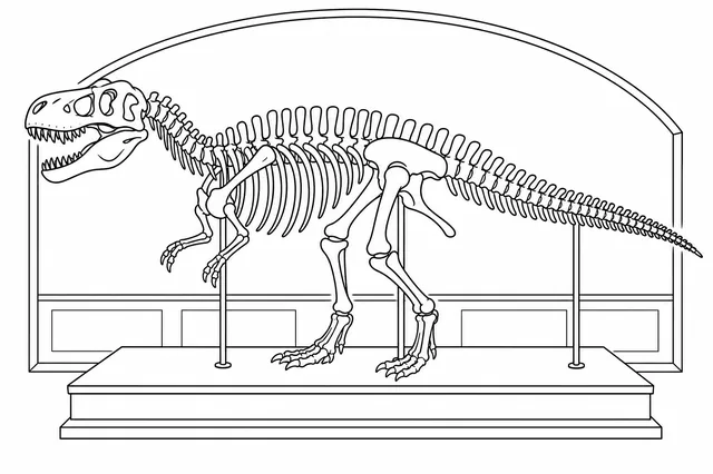 Kolorowanka: Szkielet dinozaura