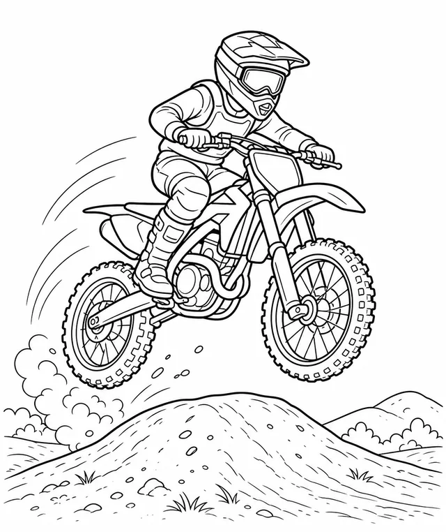 Kolorowanka: Motor crossowy w skoku