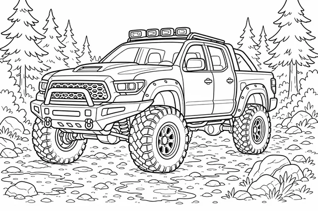 Kolorowanka: Pickup w lesie