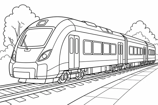 Kolorowanka: Nowoczesny pociąg pasażerski