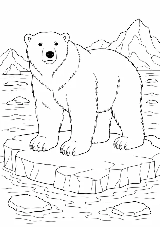 Kolorowanka: Niedźwiedź polarny — na lodzie