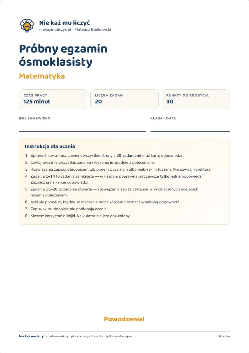 Autorski arkusz próbny — układ i punktacja jak w arkuszu CKE