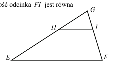 Trójkąt EFG z bokiem EF u podstawy; prosta równoległa do EF przecina bok EG w punkcie H, a bok FG w punkcie I, odcinając u góry mniejszy trójkąt GHI.