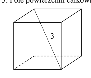 Sześcian z poprowadzoną przekątną bryły, opisaną liczbą 3.
