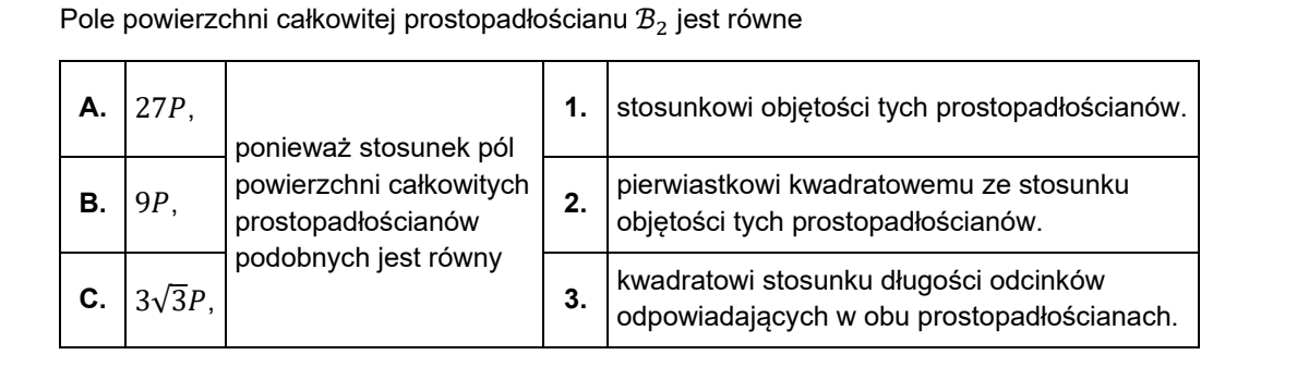Dwa podobne prostopadłościany B1 i B2 narysowane obok siebie; drugi jest wyraźnie większy od pierwszego