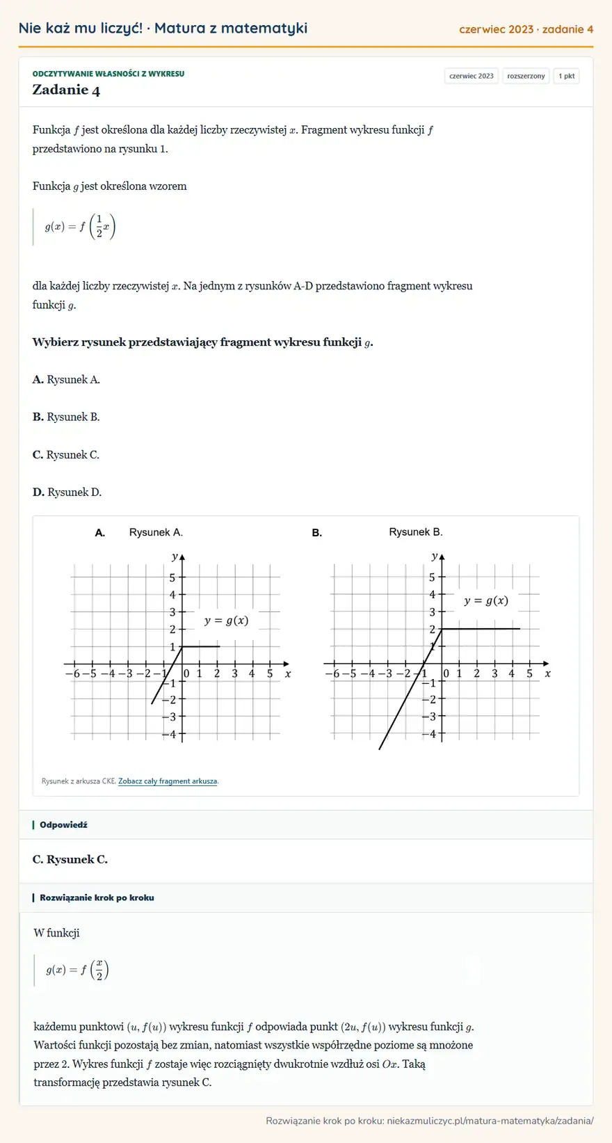 Rozwiązanie zadania 4 (matura z matematyki czerwiec 2023): Funkcja f jest określona dla każdej liczby rzeczywistej x. Fragment wykresu funkcji f przedstawiono na…