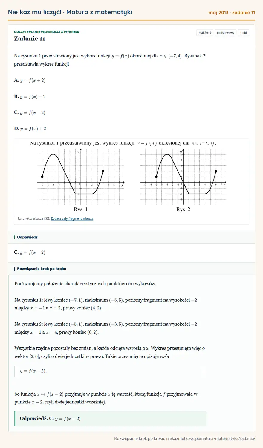 Rozwiązanie zadania 11 (matura z matematyki maj 2013): Na rysunku 1 przedstawiony jest wykres funkcji y=f(x) określonej dla x∈-7,4. Rysunek 2 przedstawia wykres…