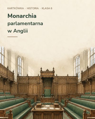 Monarchia parlamentarna w Anglii — kartkówka, klasa 6, grupy A–E — okładka