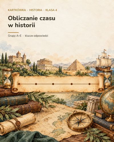 Obliczanie czasu w historii — kartkówka z historii, klasa 4, grupy A–E — okładka