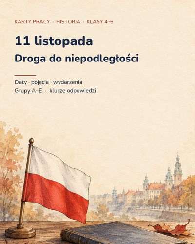 11 listopada — 5 kart pracy z historii, klasy 4–6, z kluczem — okładka