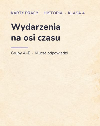 Wydarzenia na osi czasu — 5 kart pracy z historii, klasa 4, z kluczem — okładka