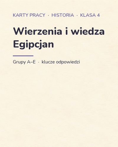 Wierzenia i wiedza Egipcjan — 5 kart pracy, klasa 4, z kluczem — okładka