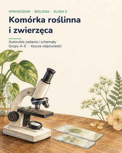 Komórka roślinna i zwierzęca — sprawdzian, klasa 5, grupy A–E — okładka