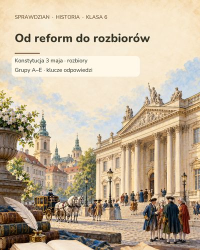 Od reform do rozbiorów — sprawdzian z historii, klasa 6, grupy A–E — okładka