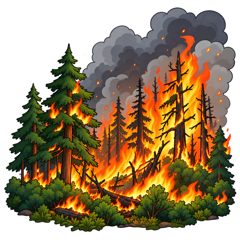 forest fire — pożar lasu