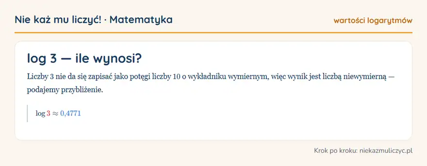 log 3 — wyprowadzenie wartości krok po kroku