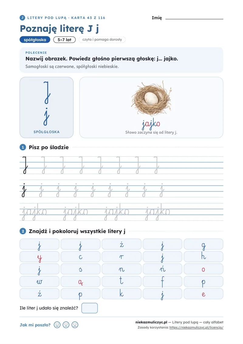 Karta Poznaję literę